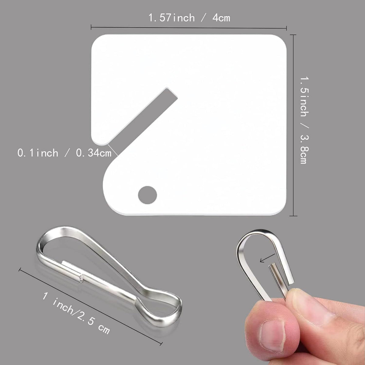 60 Piece Square Plastic Key Tags White, 4 x 3.8 cm