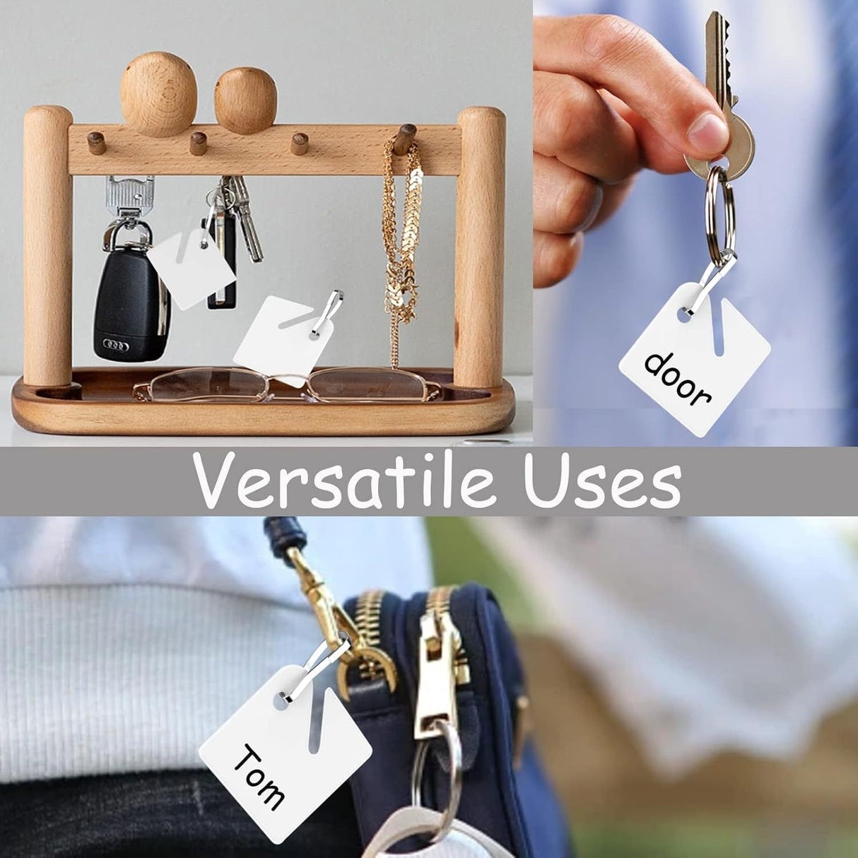 60 Piece Square Plastic Key Tags White, 4 x 3.8 cm