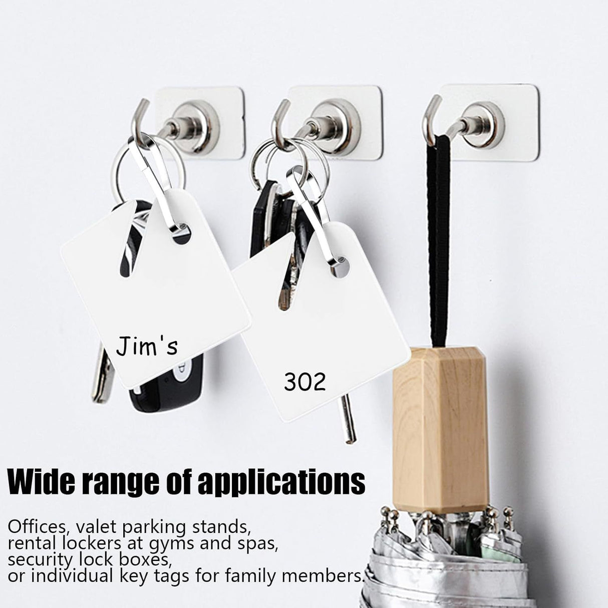 60 Piece Square Plastic Key Tags White, 4 x 3.8 cm