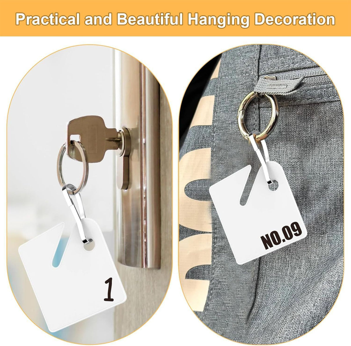 60 Piece Square Plastic Key Tags White, 4 x 3.8 cm