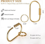 18 Piece Brass Keyring Set with U Rings and Screw Lock Gold - Top-Down View