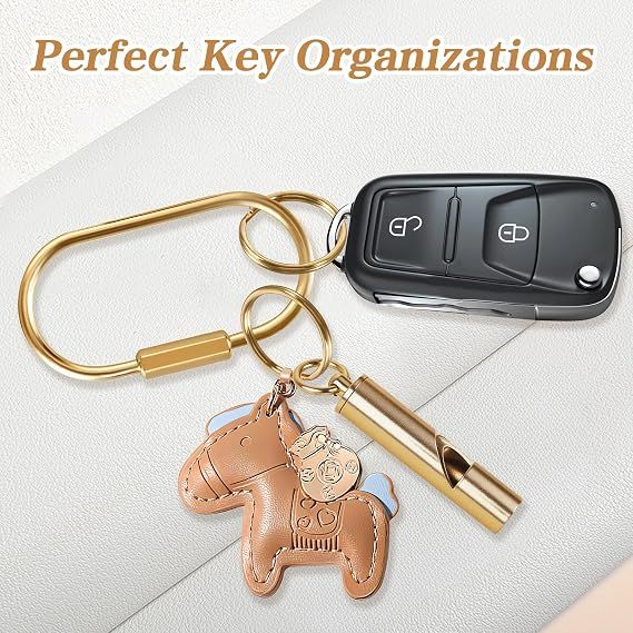 18 Piece Brass Keyring Set with U Rings and Screw Lock Gold