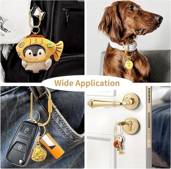 18 Piece Brass Keyring Set with U Rings and Screw Lock Gold