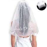 Bride to Be Pearl Veil Embroidered White - Front View