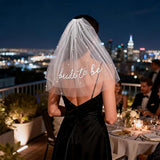 Bride to Be Pearl Veil Embroidered White