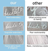 Bride to Be Pearl Veil Embroidered White - Top-Down View