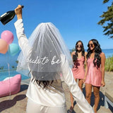 Bride to Be Pearl Veil Embroidered White - 45-Degree Angle