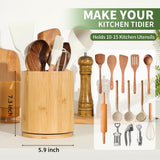 1 Piece Wooden Cutlery Holder 360 Degree Rotating Holds 10 to 15 Pieces, 15 cm