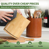 1 Piece Wooden Cutlery Holder 360 Degree Rotating Holds 10 to 15 Pieces, 15 cm