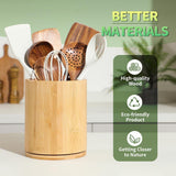 1 Piece Wooden Cutlery Holder 360 Degree Rotating Holds 10 to 15 Pieces, 15 cm