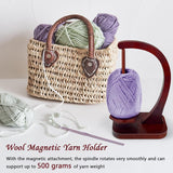 1 Piece Wooden Yarn Holder Magnetic Rotating for Crochet and Knitting Holds up to 500 g