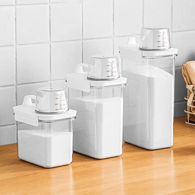 Washing Powder Storage Box with Lid and Measuring Cup, 2300 ml