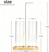 1 Piece Glass Incense Holder with Ash Catcher Wood and Glass