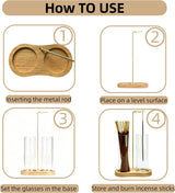 1 Piece Glass Incense Holder with Ash Catcher Wood and Glass - Side View