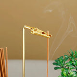 1 Piece Glass Incense Holder with Ash Catcher Wood and Glass - 45-Degree Angle