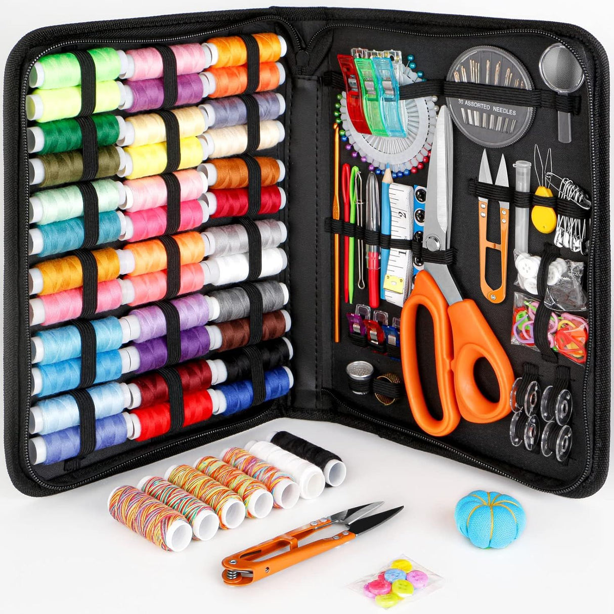 200 Piece Sewing Set with 43 Thread Spools and Scissors