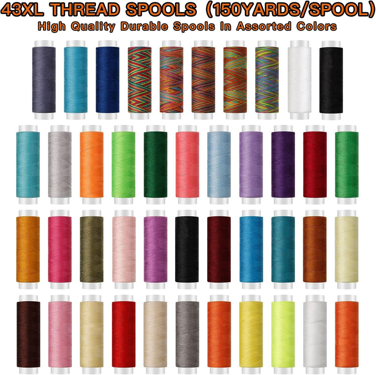 200 Piece Sewing Set with 43 Thread Spools and Scissors