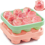 2 Piece Rose Silicone Ice Cube Tray 9 Compartments