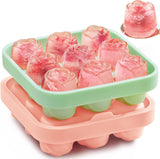 2 Piece Rose Silicone Ice Cube Tray 9 Compartments