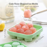 2 Piece Rose Silicone Ice Cube Tray 9 Compartments