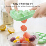 2 Piece Rose Silicone Ice Cube Tray 9 Compartments - Top-Down View