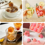 2 Piece Rose Silicone Ice Cube Tray 9 Compartments - 45-Degree Angle