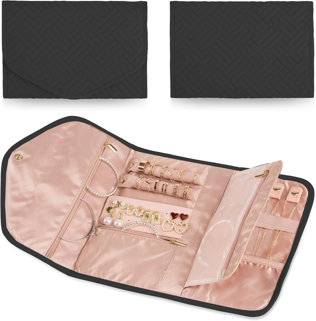 Foldable Travel Jewelry Organizer Black, 43 x 23 cm