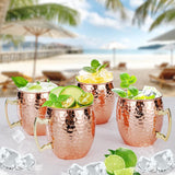4 Piece Moscow Mule Mug Set Hammered Copper Look, 500 ml - Front View