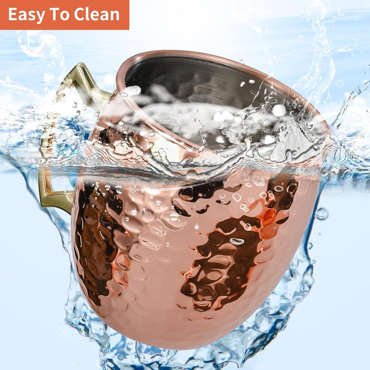 4 Piece Moscow Mule Mug Set Hammered Copper Look, 500 ml