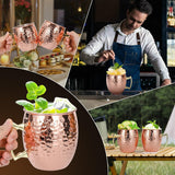 4 Piece Moscow Mule Mug Set Hammered Copper Look, 500 ml