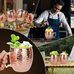 4 Piece Moscow Mule Mug Set Hammered Copper Look, 500 ml