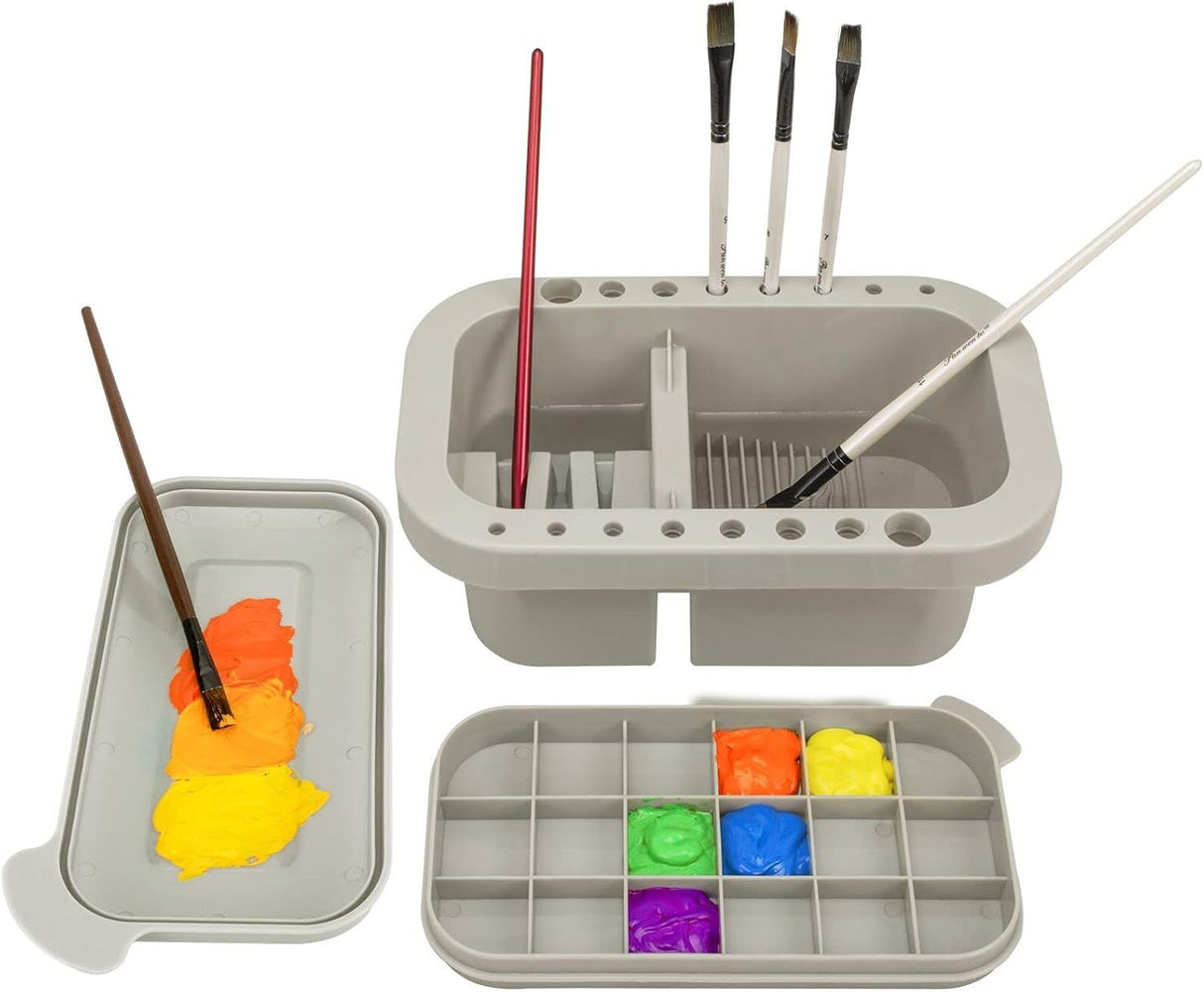Brush Cleaner with Palette Grey for Acrylic and Watercolor