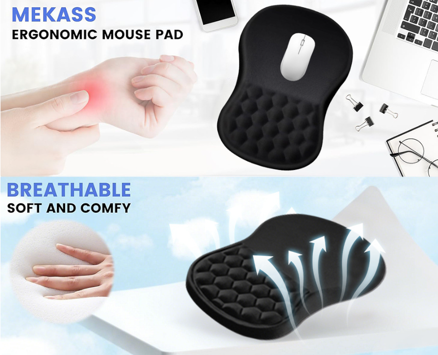 Ergonomic Memory Foam Mouse Pad with Wrist Rest Ocean Blue