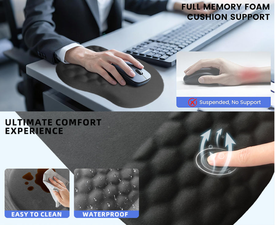 Ergonomic Memory Foam Mouse Pad with Wrist Rest Grey