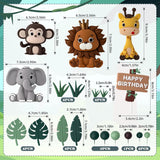 19 Piece Safari Cake Topper Set Animal and Leaf Design