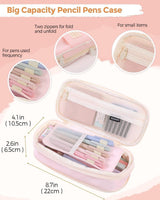 44 Piece School Supplies Set with Pencil Case Pastel Highlighters and Gel Pens Pink, 22 x 10.5 x 6.5 cm