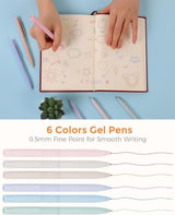 44 Piece School Supplies Set with Pencil Case Pastel Highlighters and Gel Pens Pink, 22 x 10.5 x 6.5 cm - 45-Degree Angle