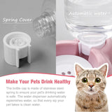 Cat Food and Water Bowl 2 in 1 with Automatic Water Dispenser Pink, 500 ml - Top-Down View
