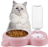 Cat Food and Water Bowl 2 in 1 with Automatic Water Dispenser Pink, 500 ml - Close-Up Angle