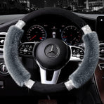 Rhinestone Fluffy Steering Wheel Cover - Comfortable Non-Slip Luxury Faux Wool, Universal Fit for 14.5" to 15" Steering Wheels