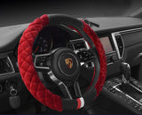 Luxury Fluffy Steering Wheel Cover for Women,Soft Warm Short Plush Steering Wheel Cover Red Fuzzy with Universal 14.5-15 Inch