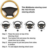 Luxury Fluffy Steering Wheel Cover for Women,Soft Warm Short Plush Steering Wheel Cover Red Fuzzy with Universal 14.5-15 Inch - Top-Down View