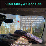 Bling Bling Comfy Steering Wheel Cover with Jumbo Crystal Rhinestones, Anti-Slip Diamond Leather, Universal 15 Inch (Silver) - Top-Down View