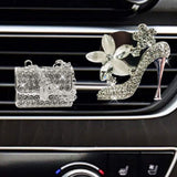 Crystal High Heel Shoe & Magic Bag Car Air Vent Clip Charm Bling sparkly bedazzled rhinestone Car Bling Accessories, Car Interior Decoration Charm, Rhinestone cute Car Decor girls - Top-Down View