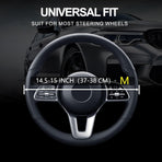 Leather Car Steering Wheel Cover, Non-Slip Car Wheel Cover Protector Breathable Microfiber Leather Universal Fit for Most Cars(Beige)