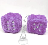 Pair 3” White with Black Dots Mirror Fuzzy Plush Dice, White and Black Soft Plush Car Decorative Hanging Ornament. - 45-Degree Angle