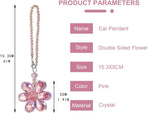 Crystal Flower Car Rear View Mirror Pendant - Pink Crystal Beads Charm Decor for Women Interior