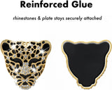 2pcs Bling Leopard Car Air Freshener Vent Clip, Black and Gold Cheetah Print Car Accessories, Sparkly Rhinestones Car Decor for Women - Rear View