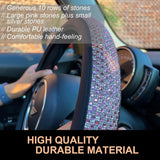 Bling Bling Comfy Steering Wheel Cover with Jumbo Crystal Rhinestones, Anti-Slip Diamond Leather, Universal 15 Inch (Pink) - Side View