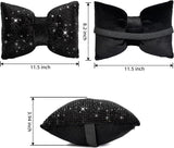 2 PCS Bling Car Pillows,Rhinestones Bowknot Car Headrest Pillow,Car Neck Pillow for Driver Relax Necksupport,Sleeping Travel Support Neck Pillow,Shiny Diamond Interior Accessories for Women,Black